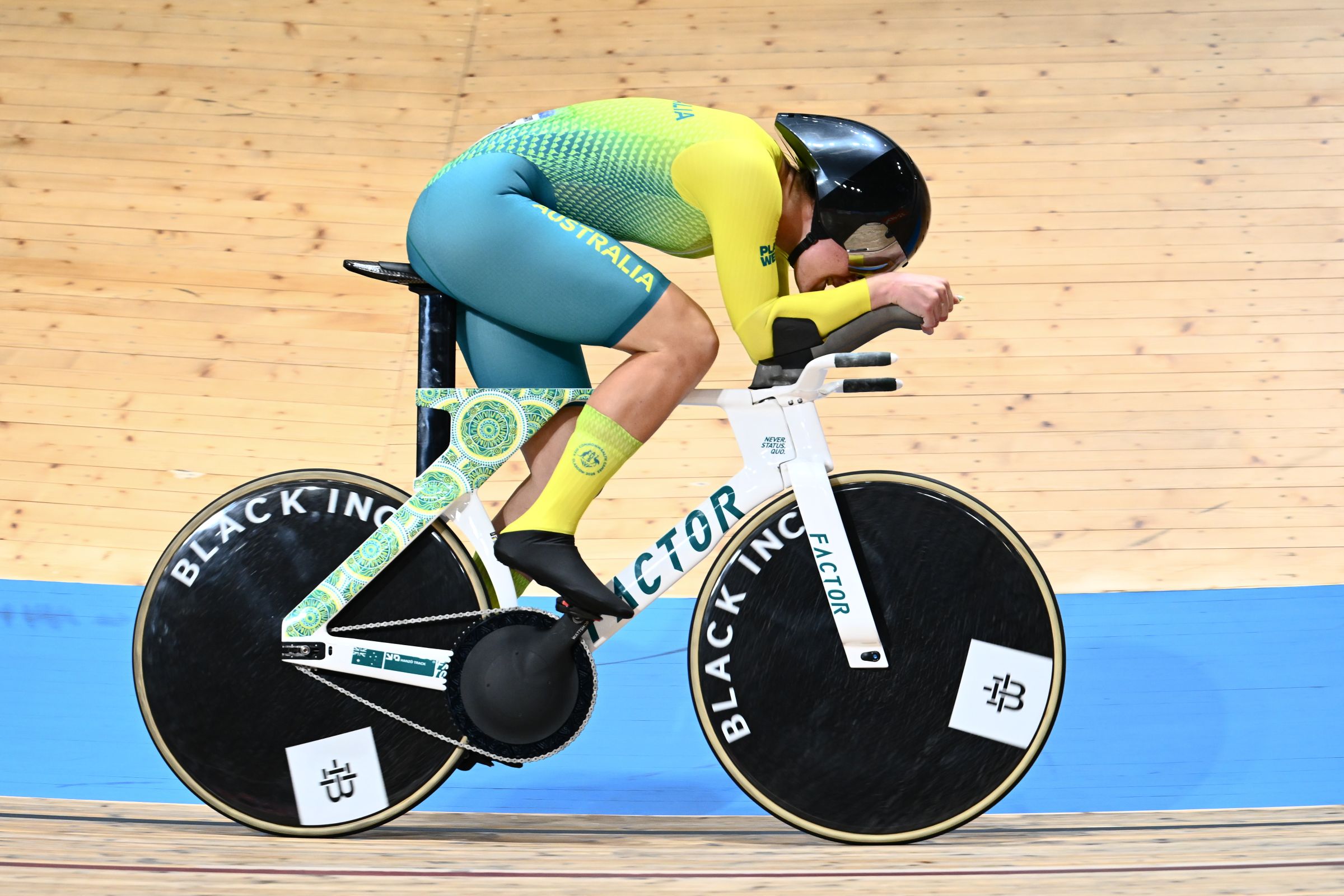 Claudia Marcks of Australia racing in the women's 1 kilometre time trial at the Glasgow 2026 Commonwealth Games.